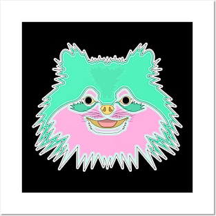 cyan cute long haired puppy face cartoon Posters and Art